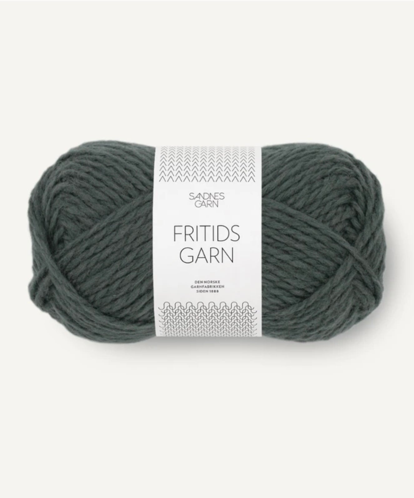 A skein of "Dark Sea Green Wool Slipper" yarn from Agave Designs. The label is white with a simple pattern and text. Made from Norwegian wool, the yarn appears thick and robust, suitable for knitting or crocheting warm garments that require hand wash care.
