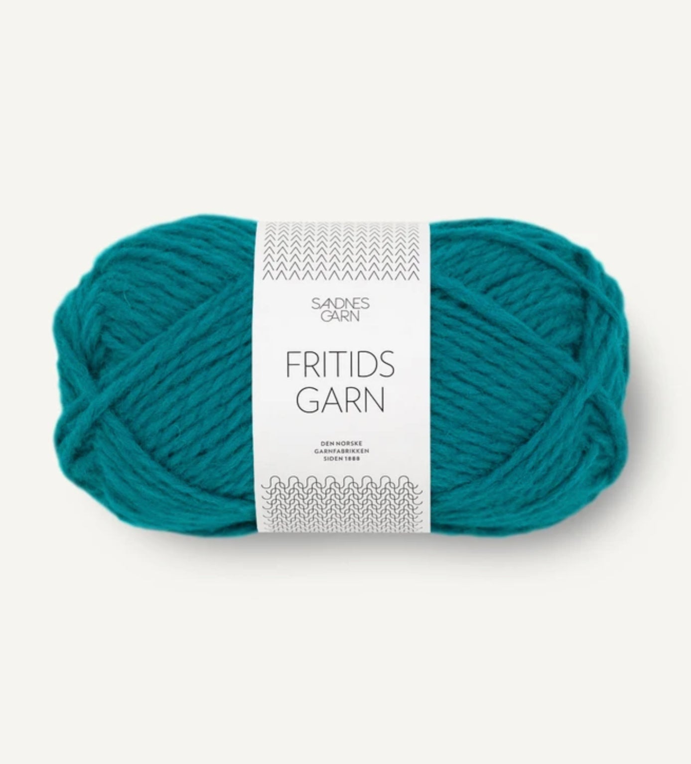 A skein of teal-colored yarn with a white label that reads "Agave Designs Teal / Turquoise Slippers" and includes decorative patterns. This thick Norwegian wool yarn is perfect for knitting or crocheting, and it is recommended to hand wash your finished projects for optimal care.
