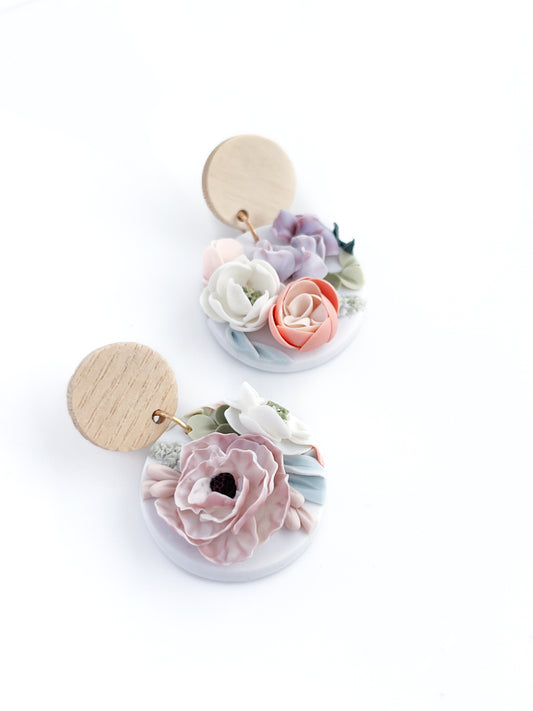 Wood Floral Danglies